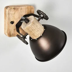 Applique Murale Orny Anthracite, Bois Clair, 1 Lumiere