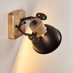 Applique Murale Orny Anthracite, Bois Clair, 1 Lumiere