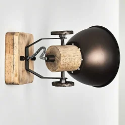 Applique Murale Orny Anthracite, Bois Clair, 1 Lumiere