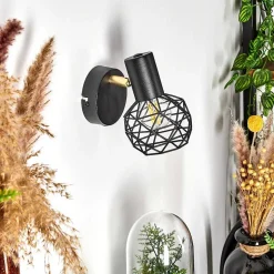 Applique Murale Palmira Or, Noir, 1 Lumiere