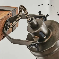 Applique Murale Pehefito Gris, Bois Fonce, Noir, 1 Lumiere