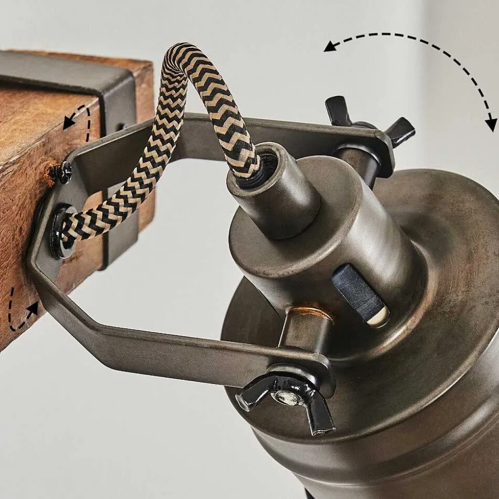 Applique Murale Pehefito Gris, Bois Fonce, Noir, 1 Lumiere