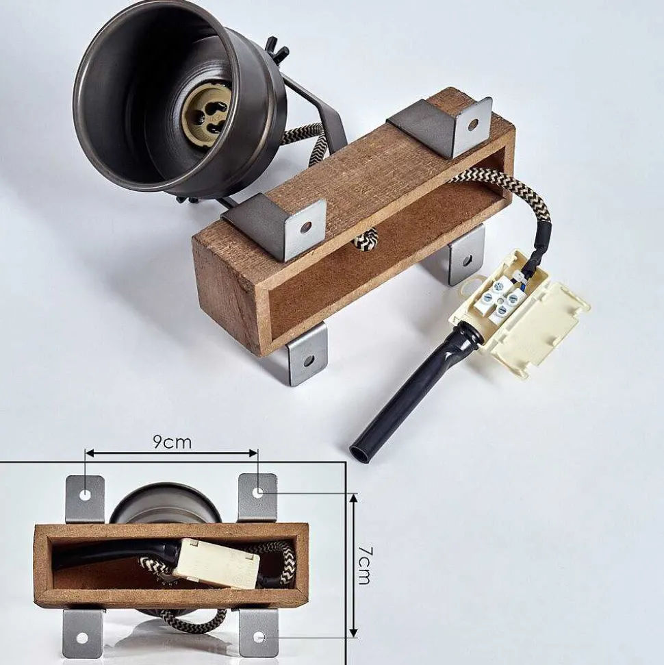 Applique Murale Pehefito Gris, Bois Fonce, Noir, 1 Lumiere
