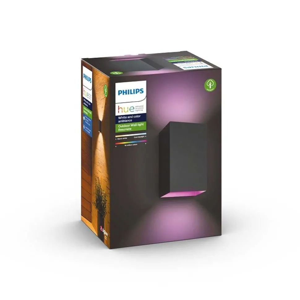 Applique Murale Philips Hue White & Color Ambiance Resonate Led Noir, 2 Lumieres