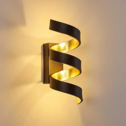 Applique Murale Rezat Led Noir Dore, 1 Lumiere