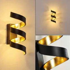 Applique Murale Rezat Led Noir Dore, 1 Lumiere