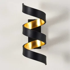 Applique Murale Rezat Led Noir Dore, 1 Lumiere