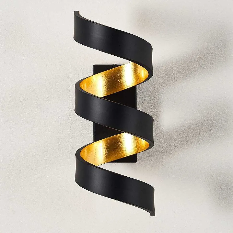 Applique Murale Rezat Led Noir Dore, 1 Lumiere