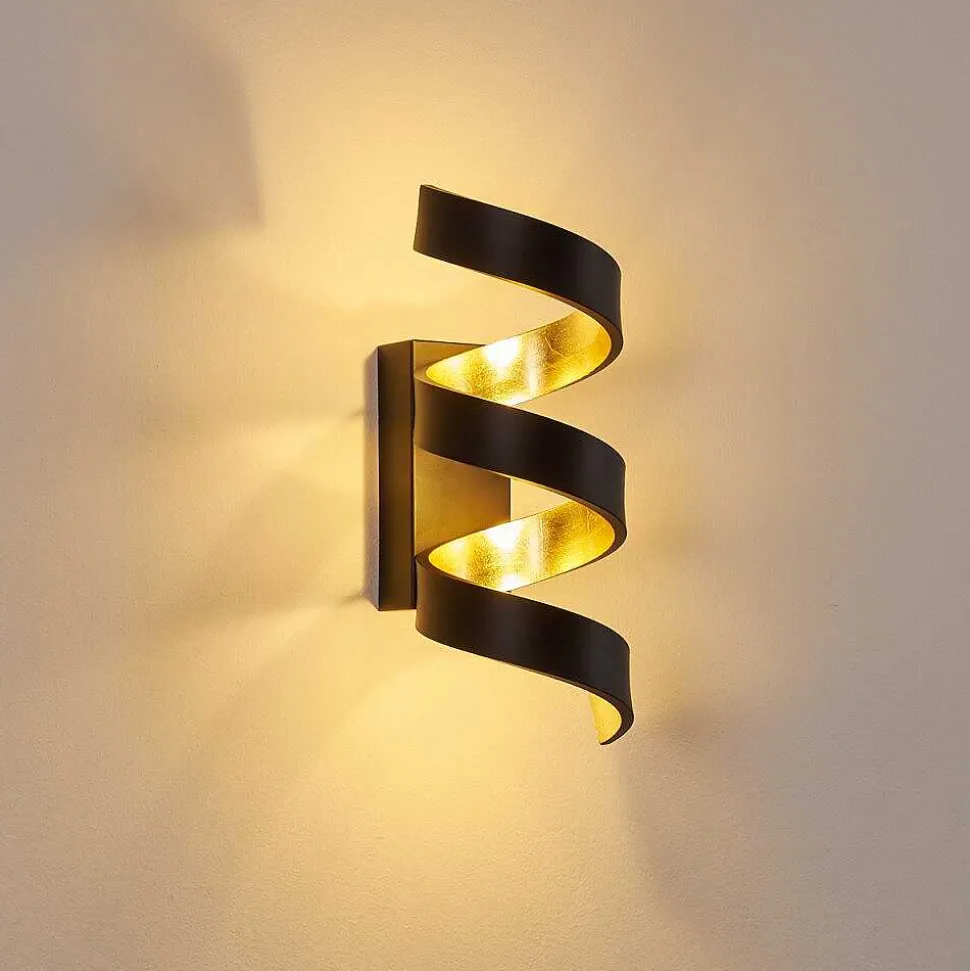 Applique Murale Rezat Led Noir Dore, 1 Lumiere