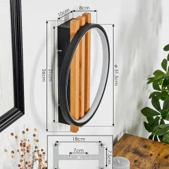 Applique Murale Rodekro Led Ecru, Noir, 1 Lumiere