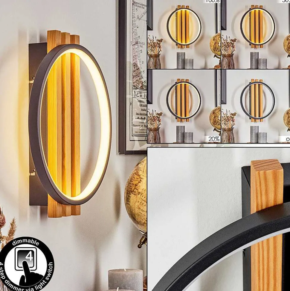 Applique Murale Rodekro Led Ecru, Noir, 1 Lumiere