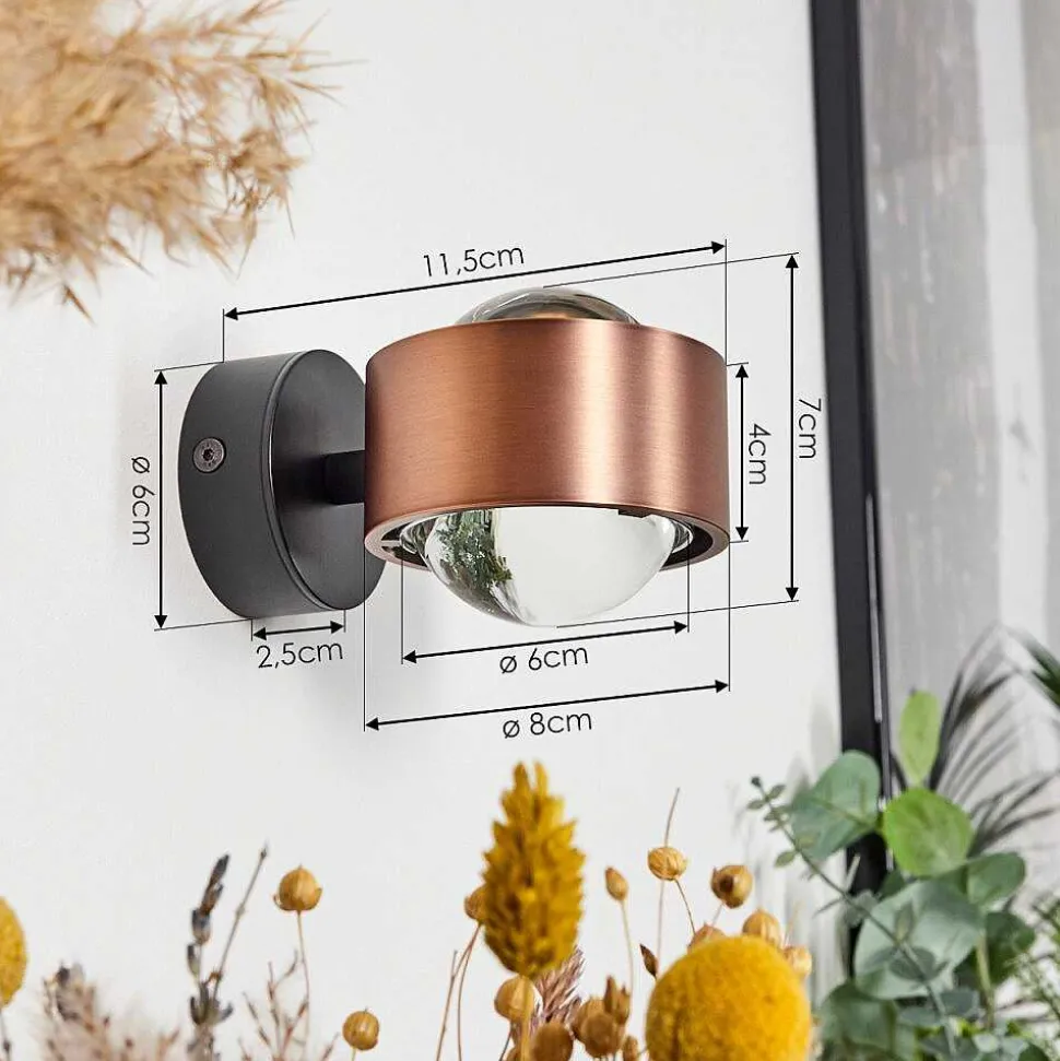 Applique Murale Sapri Cuivre, Noir, 1 Lumiere