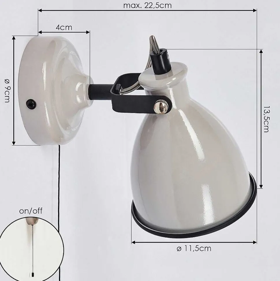 Applique Murale Selki Gris, Noir, 1 Lumiere