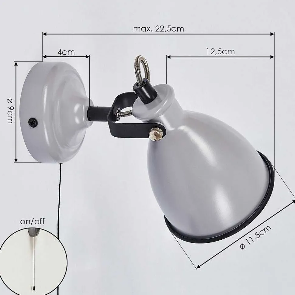 Applique Murale Selki Gris, Noir, 1 Lumiere