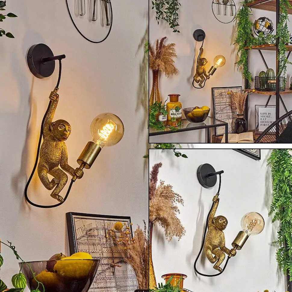 Applique Murale Suardi Or, Noir, 1 Lumiere