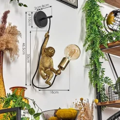 Applique Murale Suardi Or, Noir, 1 Lumiere