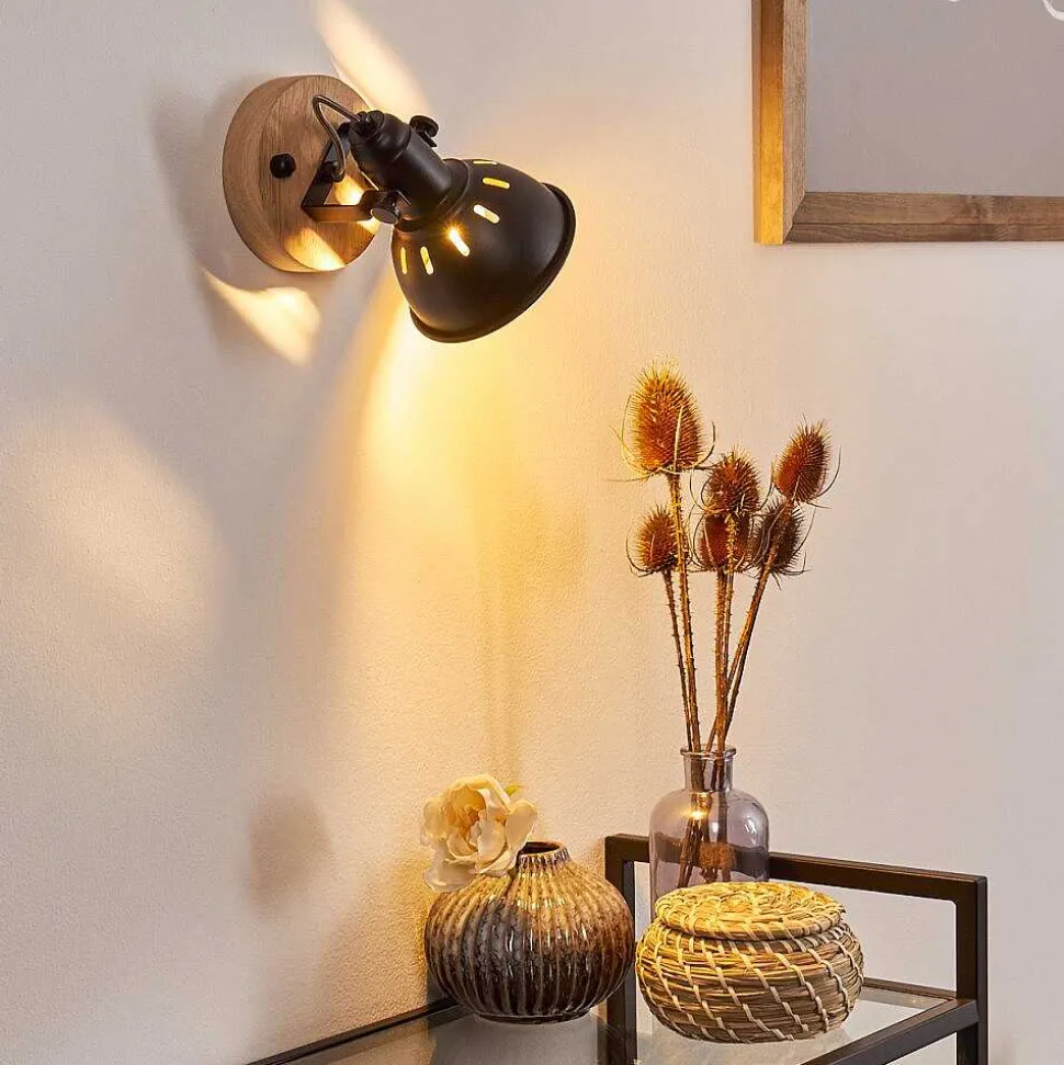 Applique Murale Tina Bois Fonce, Noir, 1 Lumiere