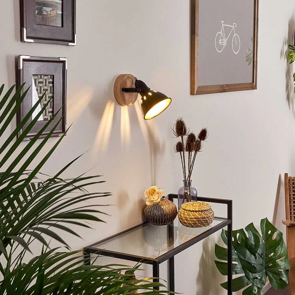 Applique Murale Tina Bois Fonce, Noir, 1 Lumiere