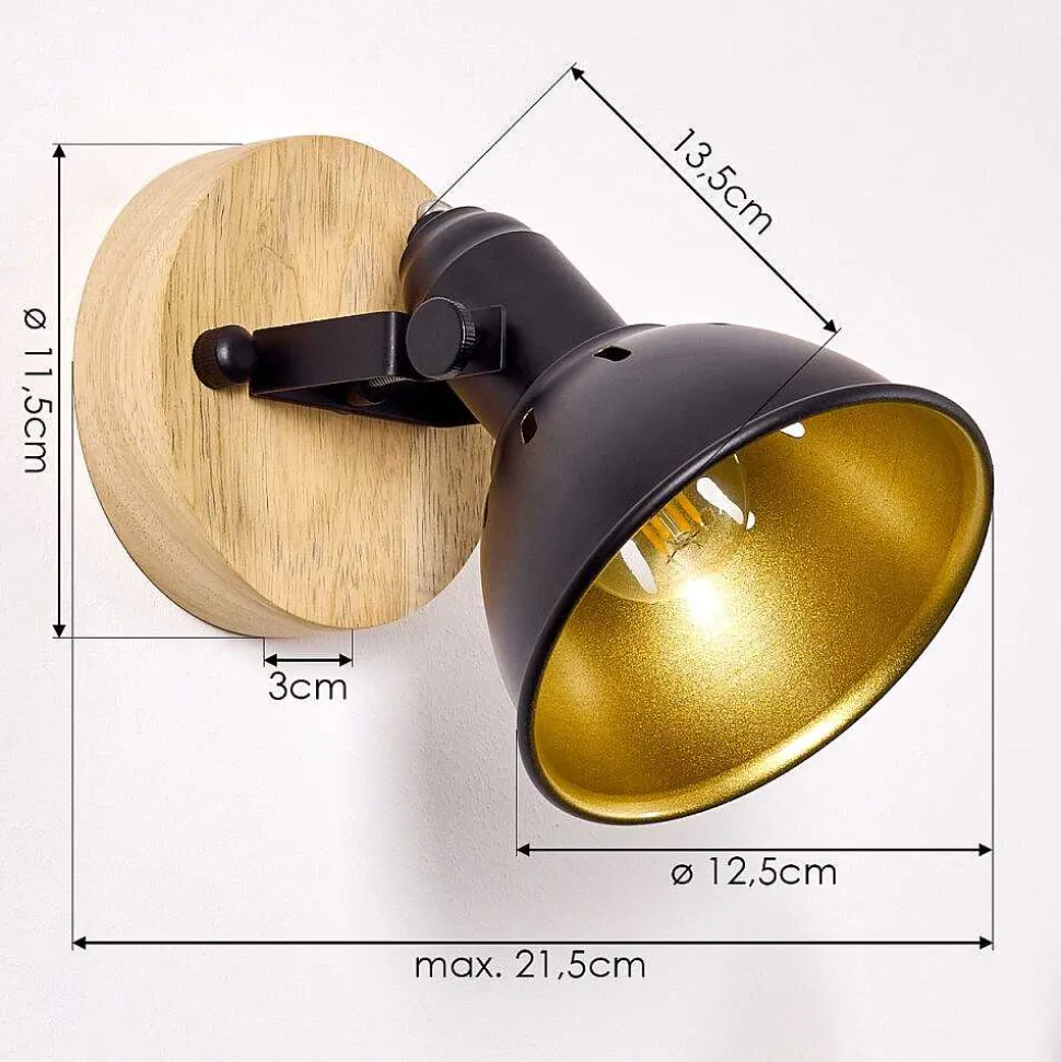 Applique Murale Tina Bois Fonce, Noir, 1 Lumiere