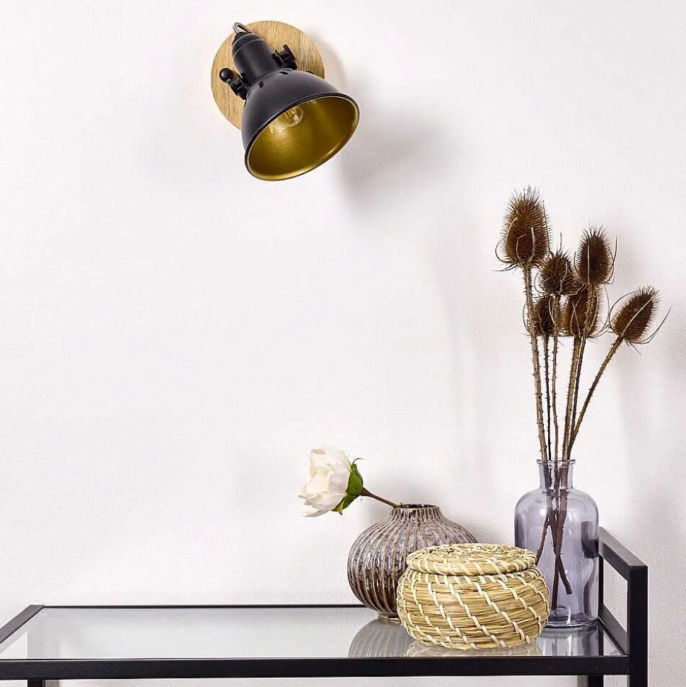 Applique Murale Tina Bois Fonce, Noir, 1 Lumiere