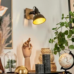 Applique Murale Tina Chrome, Bois Fonce, Noir, 1 Lumiere