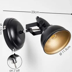 Applique Murale Tina Noir, 1 Lumiere