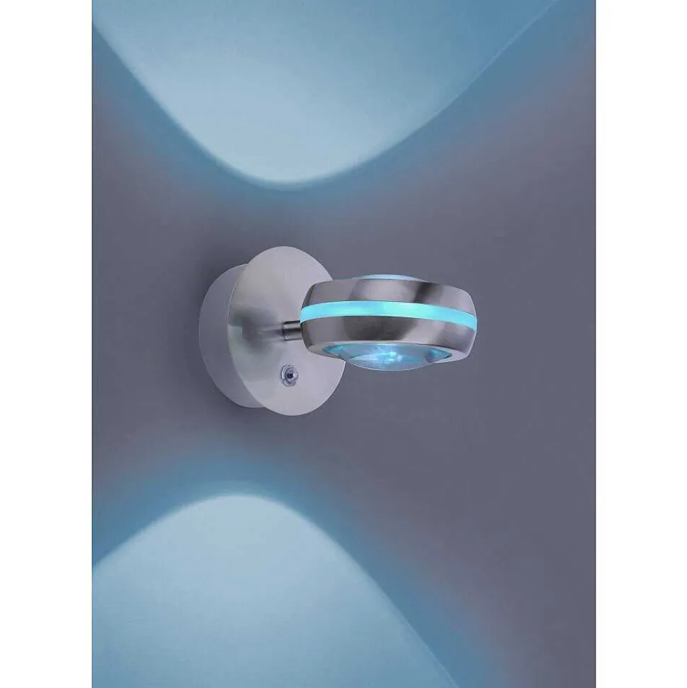 Applique Murale Trio Leuchten Vista Led Nickel Mat, 2 Lumieres, Telecommandes, Changeur De Couleurs