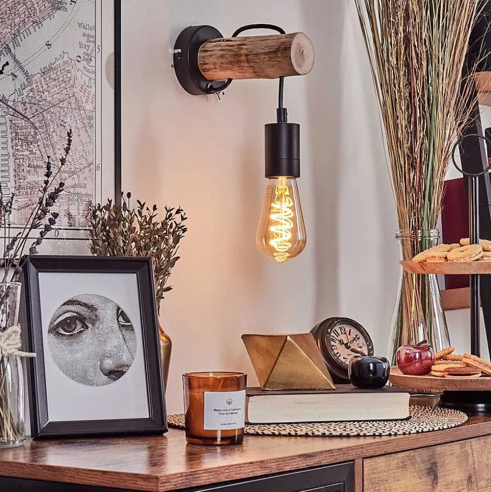 Applique Murale Yaak Ecru, Noir, 1 Lumiere