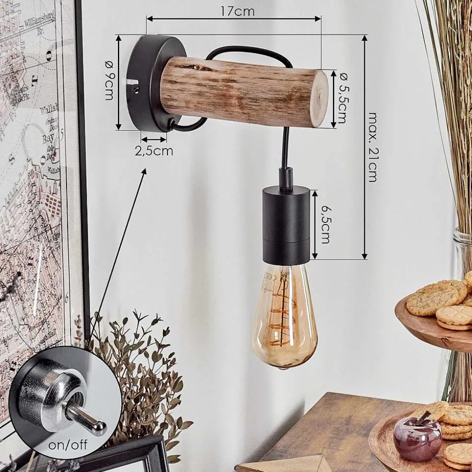 Applique Murale Yaak Ecru, Noir, 1 Lumiere