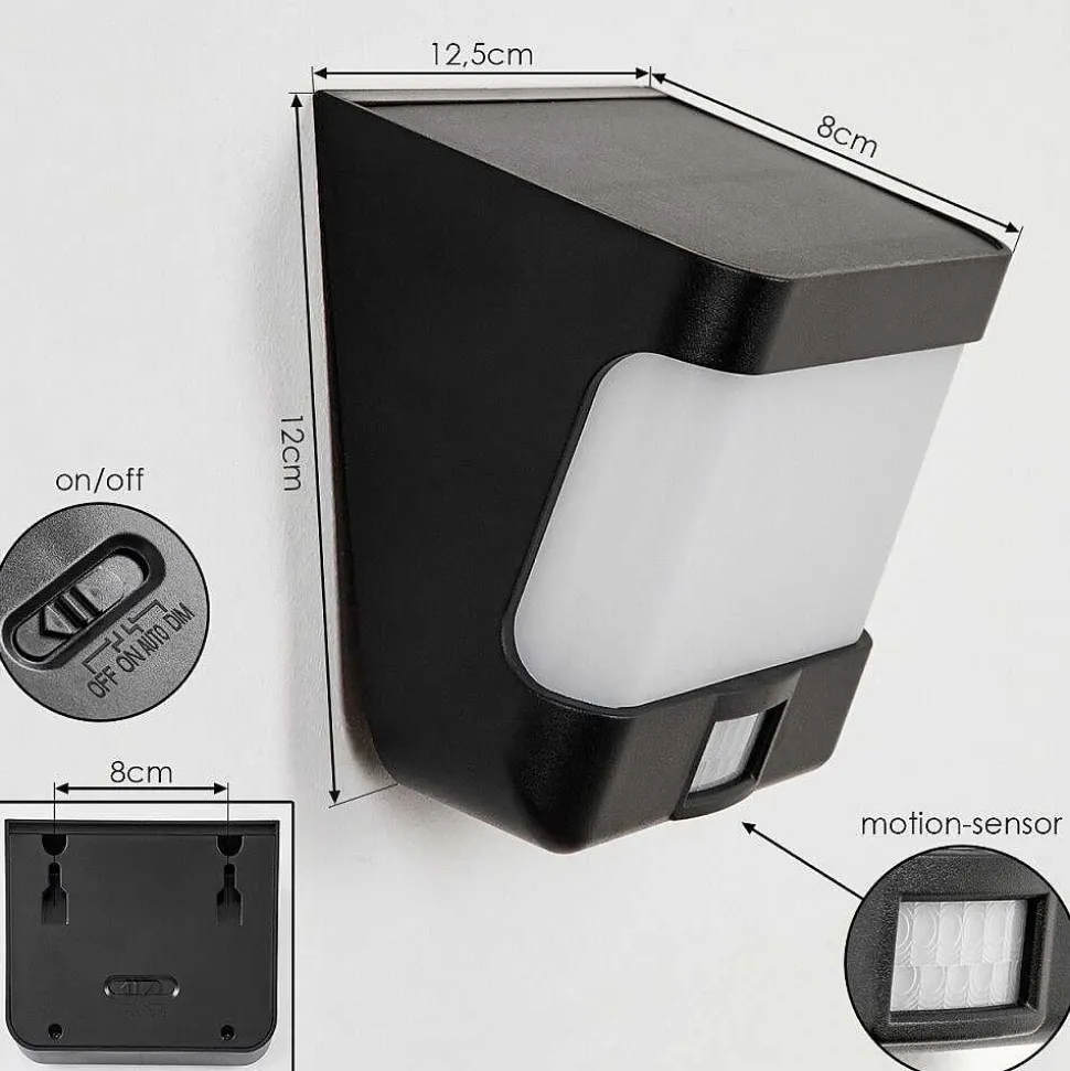 Applique Solaire Colchagua Led Noir, Blanc, 1 Lumiere, Detecteur De Mouvement