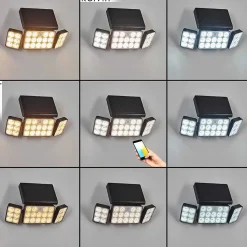 Applique Solaire Estampes Led Anthracite, 1 Lumiere, Detecteur De Mouvement