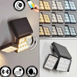 Applique Solaire Estampes Led Anthracite, 1 Lumiere, Detecteur De Mouvement