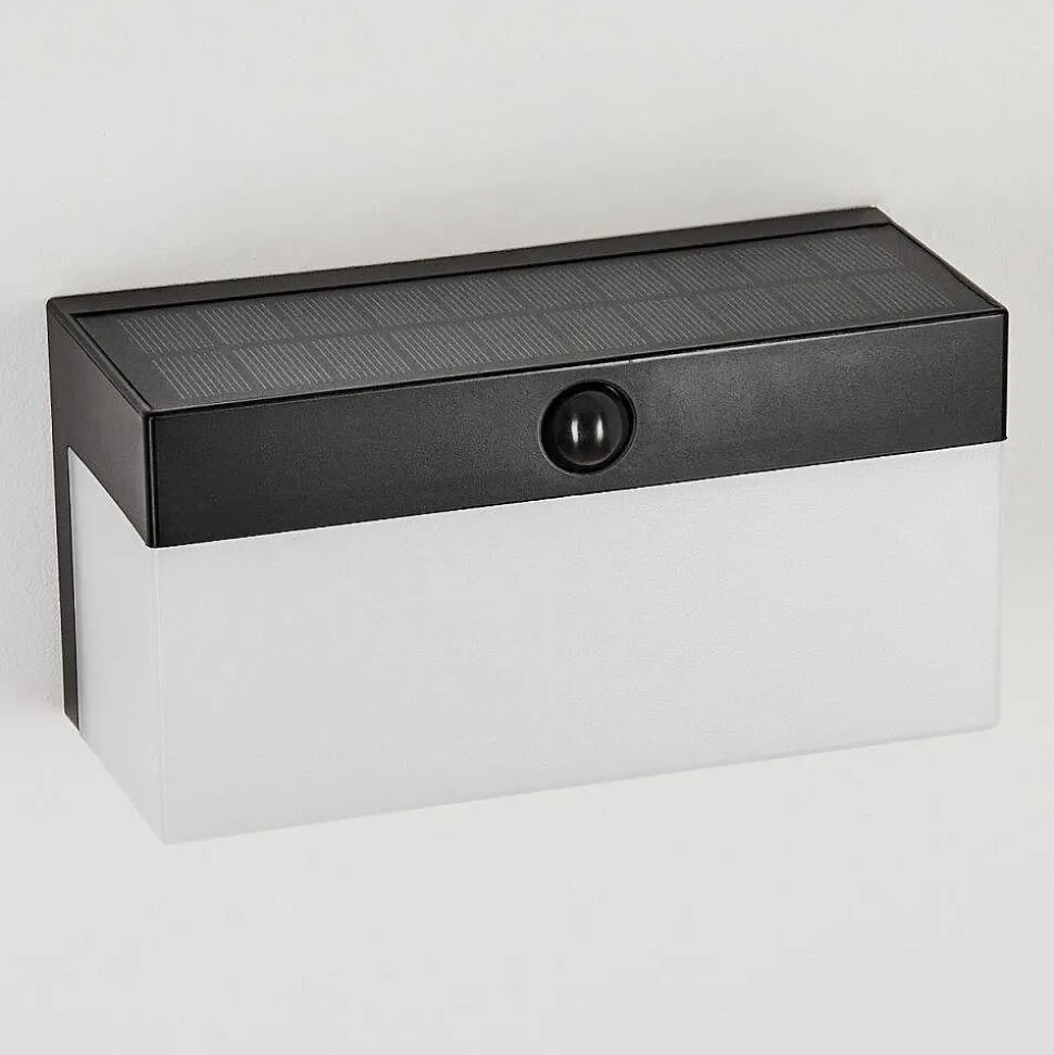 Applique Solaire Malalhue Led Noir, 1 Lumiere, Detecteur De Mouvement