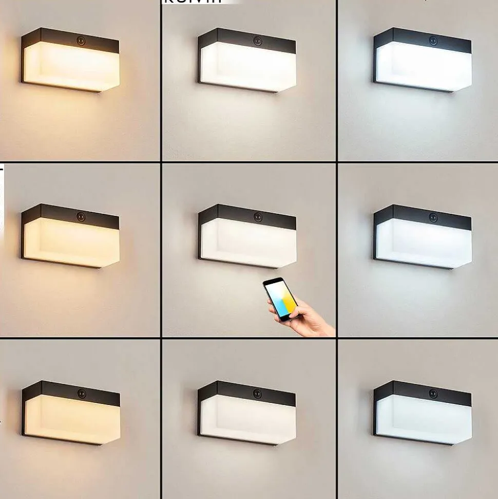 Applique Solaire Malalhue Led Noir, 1 Lumiere, Detecteur De Mouvement