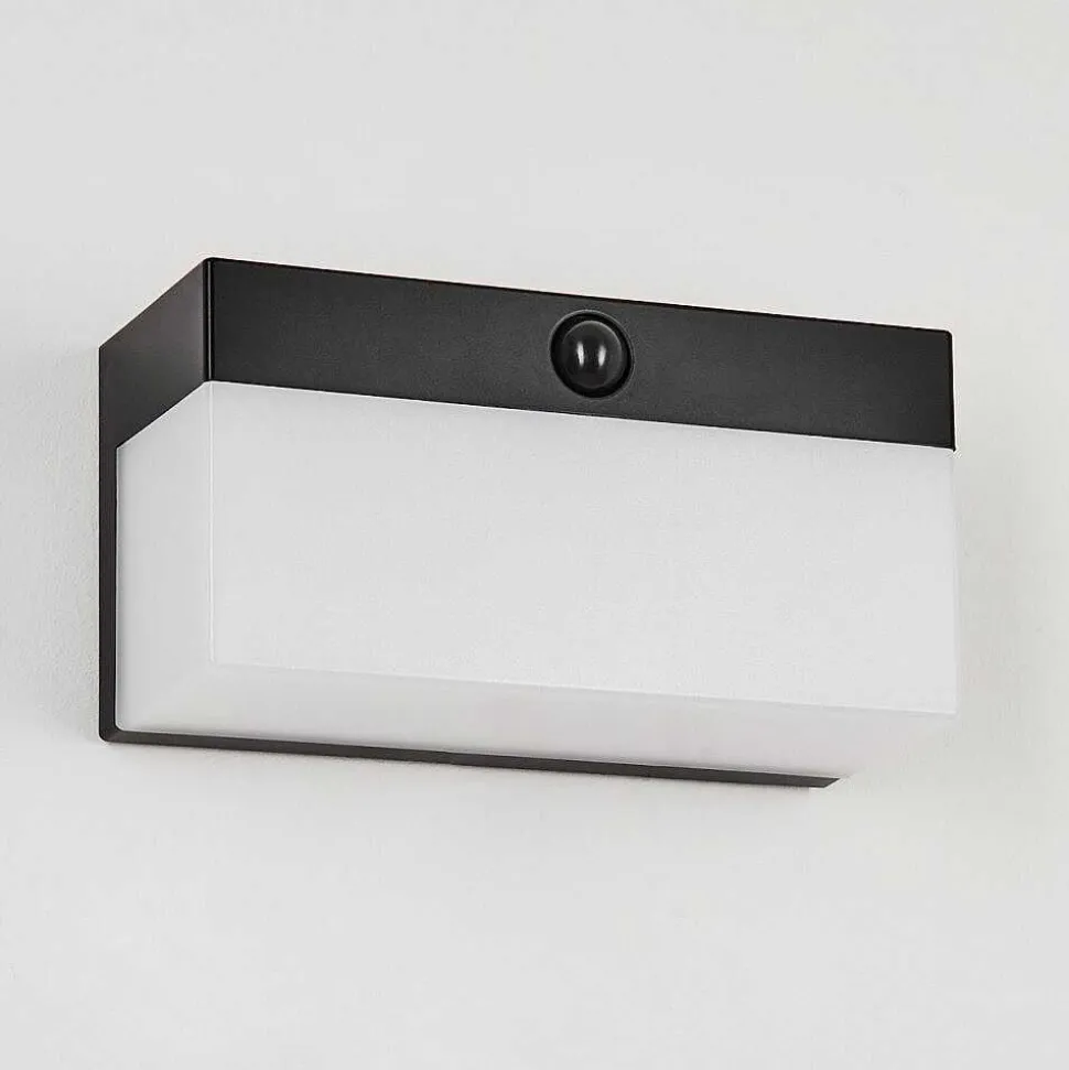Applique Solaire Malalhue Led Noir, 1 Lumiere, Detecteur De Mouvement