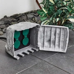 Bloc De Prises Électriques D'Exterieur Tinu Noir, Pierre