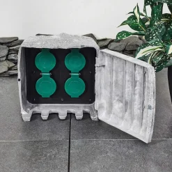 Bloc De Prises Électriques D'Exterieur Tinu Noir, Pierre