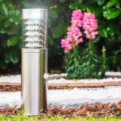 Borne D'Éclairage Dakar Acier Inoxydable, 1 Lumiere, Detecteur De Mouvement