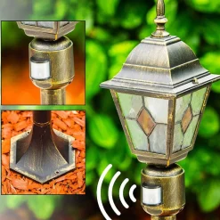 Borne Lumineuse Antibes Brun Dore, 1 Lumiere, Detecteur De Mouvement