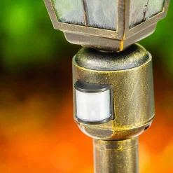 Borne Lumineuse Antibes Brun Dore, 1 Lumiere, Detecteur De Mouvement