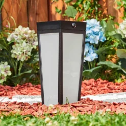 Borne Lumineuse Begg Led Noir, 1 Lumiere, Detecteur De Mouvement, Changeur De Couleurs