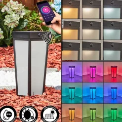 Borne Lumineuse Begg Led Noir, 1 Lumiere, Detecteur De Mouvement, Changeur De Couleurs