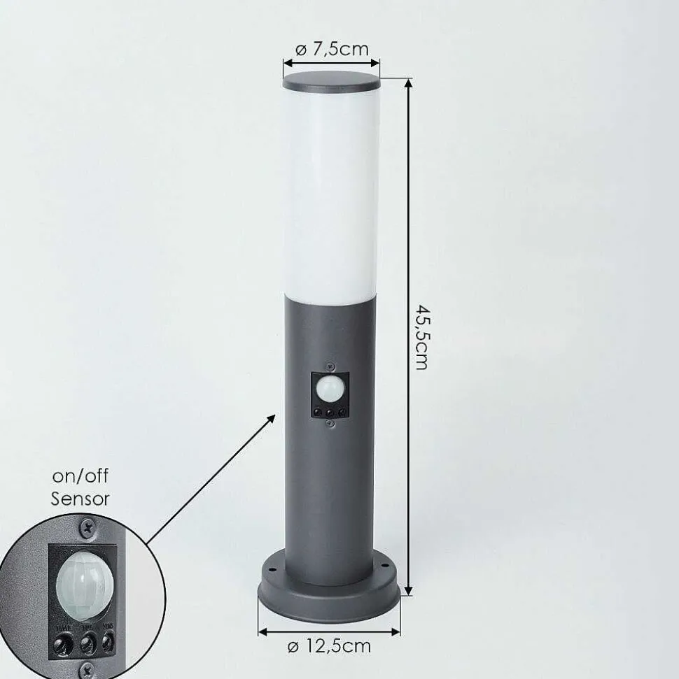 Borne Lumineuse Caserta Anthracite, 1 Lumiere, Detecteur De Mouvement