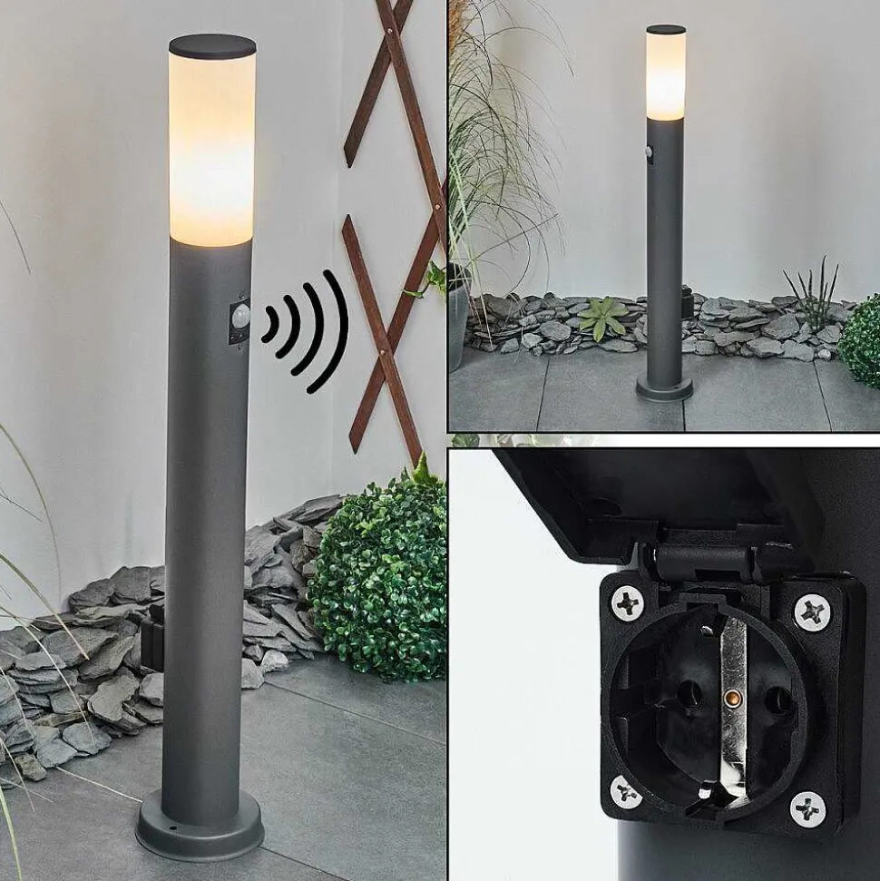 Borne Lumineuse Caserta Anthracite, 1 Lumiere, Detecteur De Mouvement