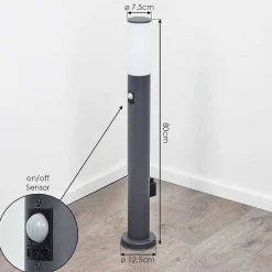 Borne Lumineuse Caserta Anthracite, 1 Lumiere, Detecteur De Mouvement