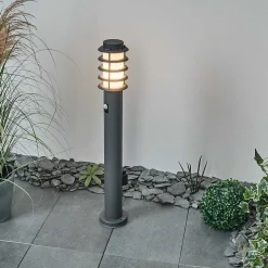 Borne Lumineuse Caserta Anthracite, 1 Lumiere, Detecteur De Mouvement