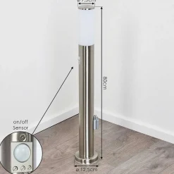 Borne Lumineuse Caserta Nickel Mat, 1 Lumiere, Detecteur De Mouvement