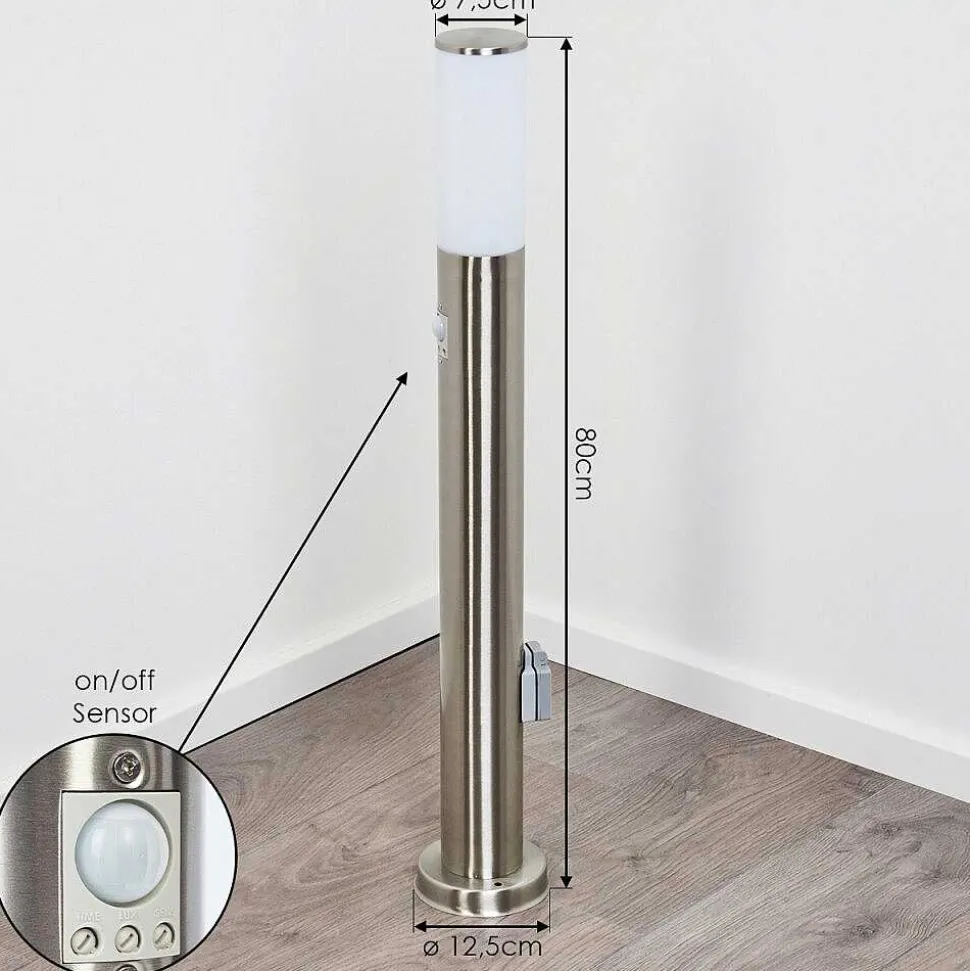 Borne Lumineuse Caserta Nickel Mat, 1 Lumiere, Detecteur De Mouvement