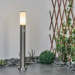 Borne Lumineuse Caserta Nickel Mat, 1 Lumiere, Detecteur De Mouvement