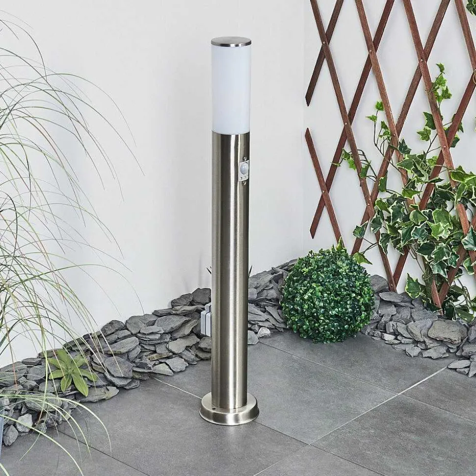 Borne Lumineuse Caserta Nickel Mat, 1 Lumiere, Detecteur De Mouvement